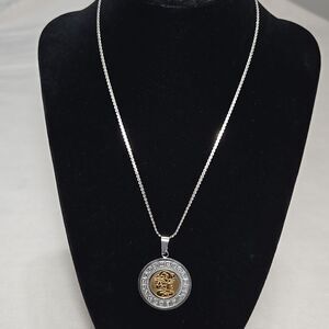Silver Mayan Calendar Necklace